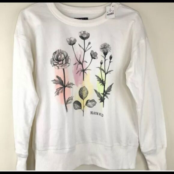 🛍Fifth Sun Top Bloom Wild Graphic Flower 🌸 Crewneck Sweatshirt Size: Small - Picture 3 of 6
